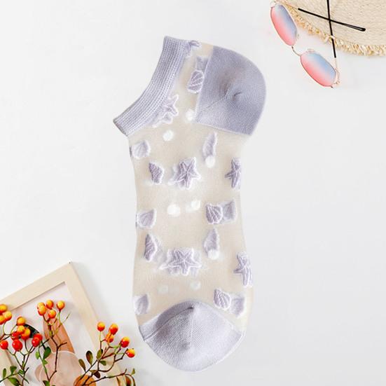 1 Pair Invisible Socks All Match Elastic Breathable Short Weaving Sole Cool Polyester Transparent Design Women Socks Shoes Accessories