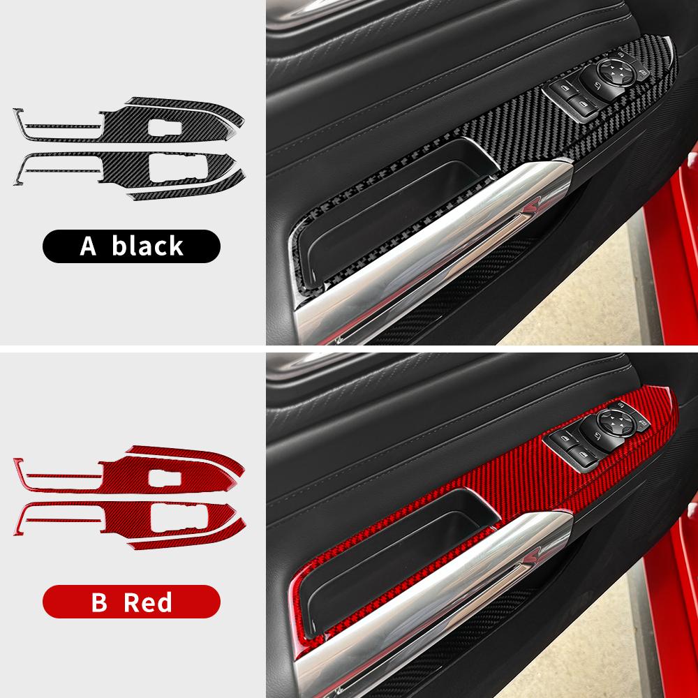 For Ford Mustang Dark Horse EcoBoost GT S650 2024 2025 2026 2027 Real Soft Carbon Fiber Sticker Car Door Window Button Trim