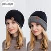 Новые осенне-зимние вязаные шапки однотонные теплые шапки, двусторонние зимние парные шапки можно носить