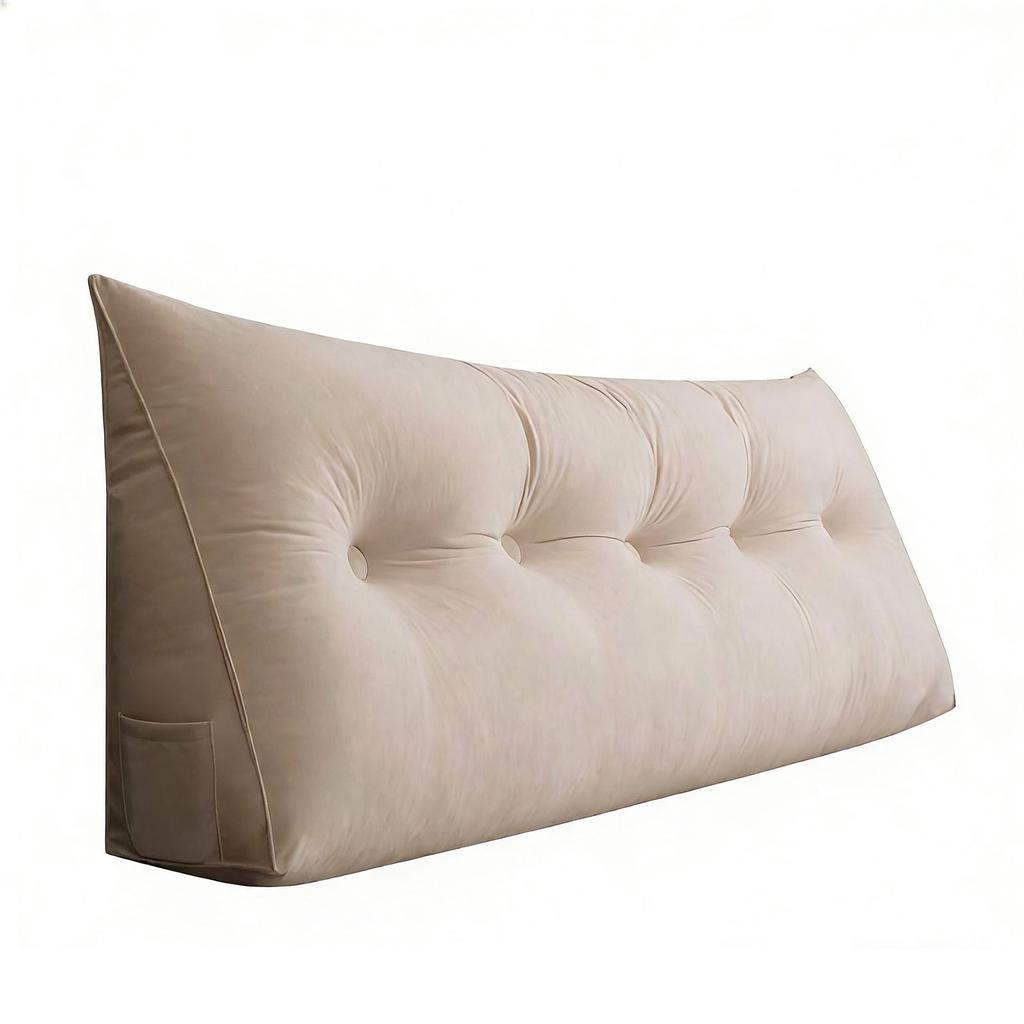 Клиновидная подушка для изголовья кровати Эргономичная поддержка спины Плюшевая треугольная клиновидная подушка для кровати для сидения и чтения Бежевая