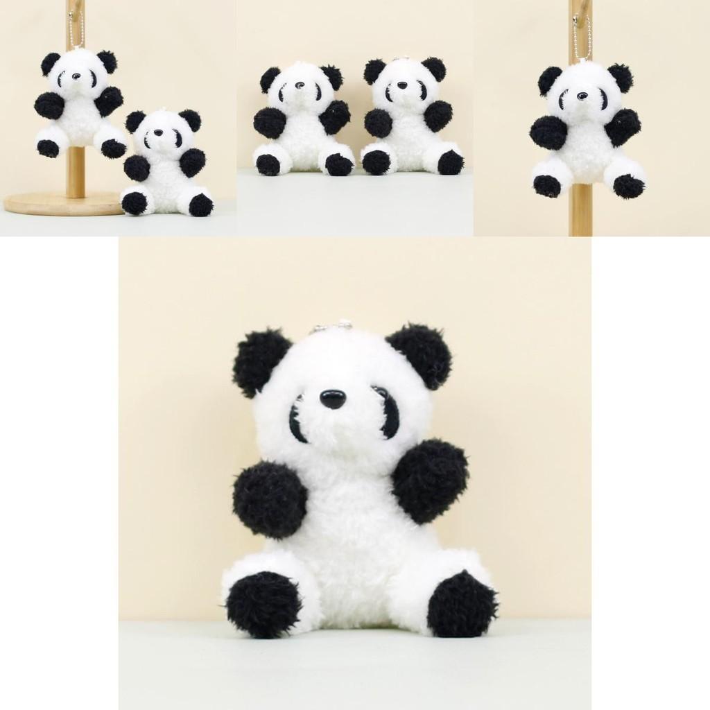 Adorable Curly Panda Plush Toy Keychain Soft Coral Fleece Stuffed Animal