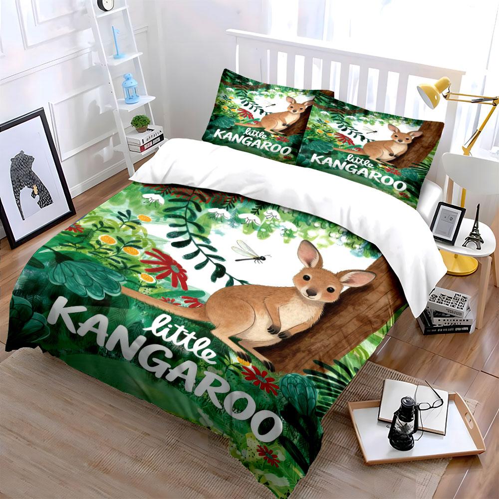 Kangaroo, flowers, tree, leaves. Bedding sets Duvet cover sets Duvet covers Pillowcases(1 * Duvet Cover 2 * Pillowcases without duvet insert)