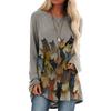 Plus Size Women's Autumn Cat Print Comfortable Long Sleeve Round Neck T-shirt Casual Baggy Mid Length T-shirt Top