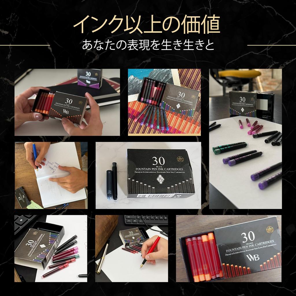 Чернила для перьевой ручки Wordsworth Black, набор из 30 синих чернильных картриджей, международный стандартный размер, приблизительная длина, приблизительный диаметр основания