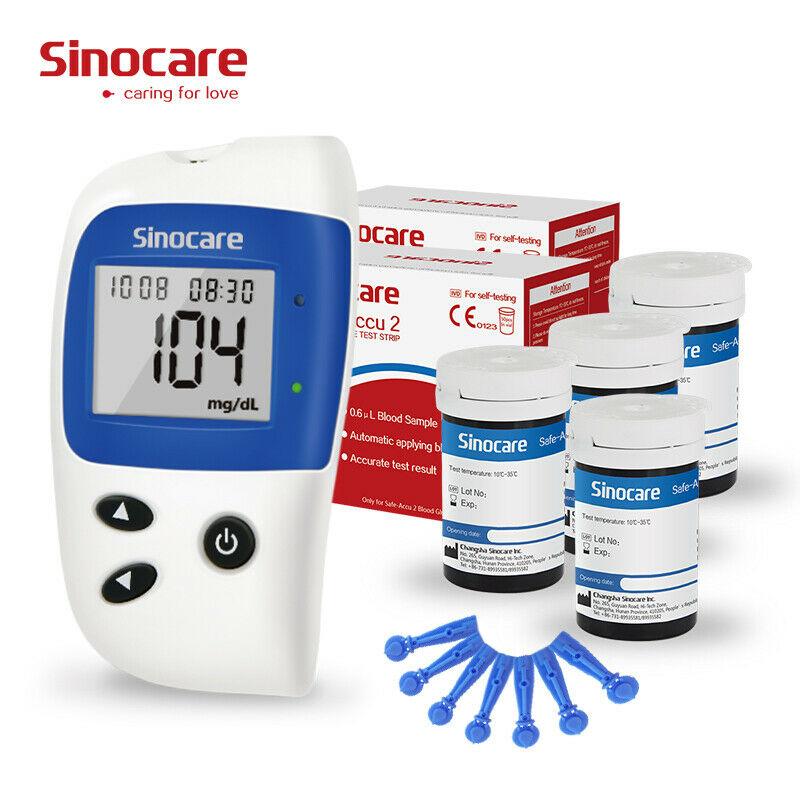 Sinocare Монитор уровня глюкозы в крови Safe-ACCU2 с набором для тестирования диабета на 50/100/200 тест-полосок в ммоль/л или мг/дл