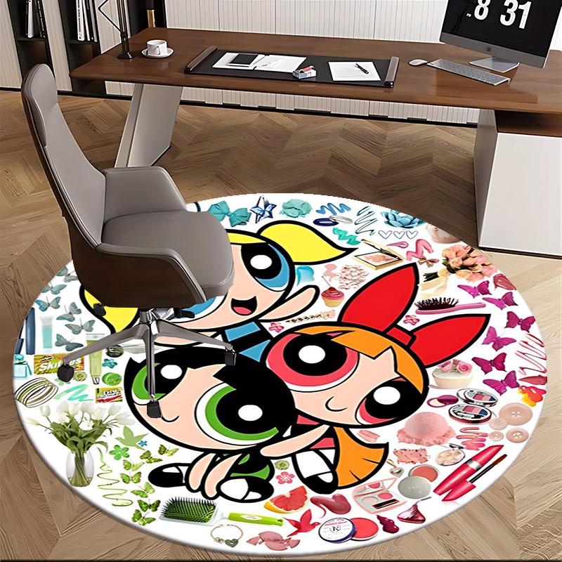 Powerpuff Girls Chair mat Round Rug Office carpet, Non slip, Suitable for Living Rooms, Bedrooms,Decor1205769a