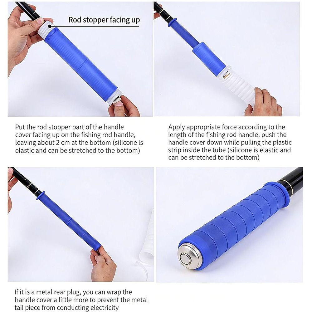 Silicone Cold Shrink Handle Cover Non-slip Grip Sleeves Hand Pole Grips Fishing Tackle Accessories