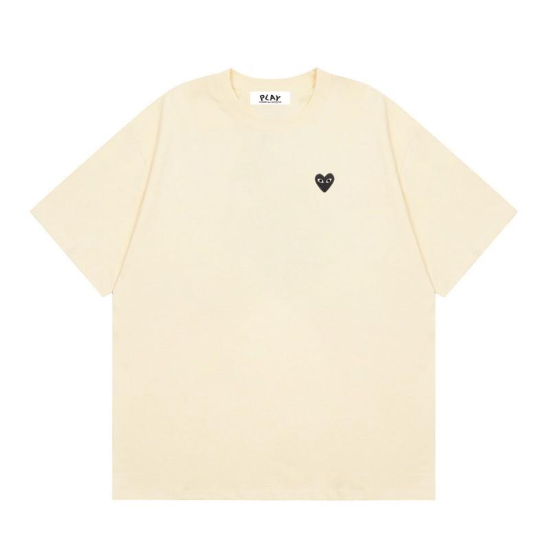 Cotton Short Sleeve T-Shirt With Heart Embroidery Couples Loose Fit Unisex Streetwear Tee