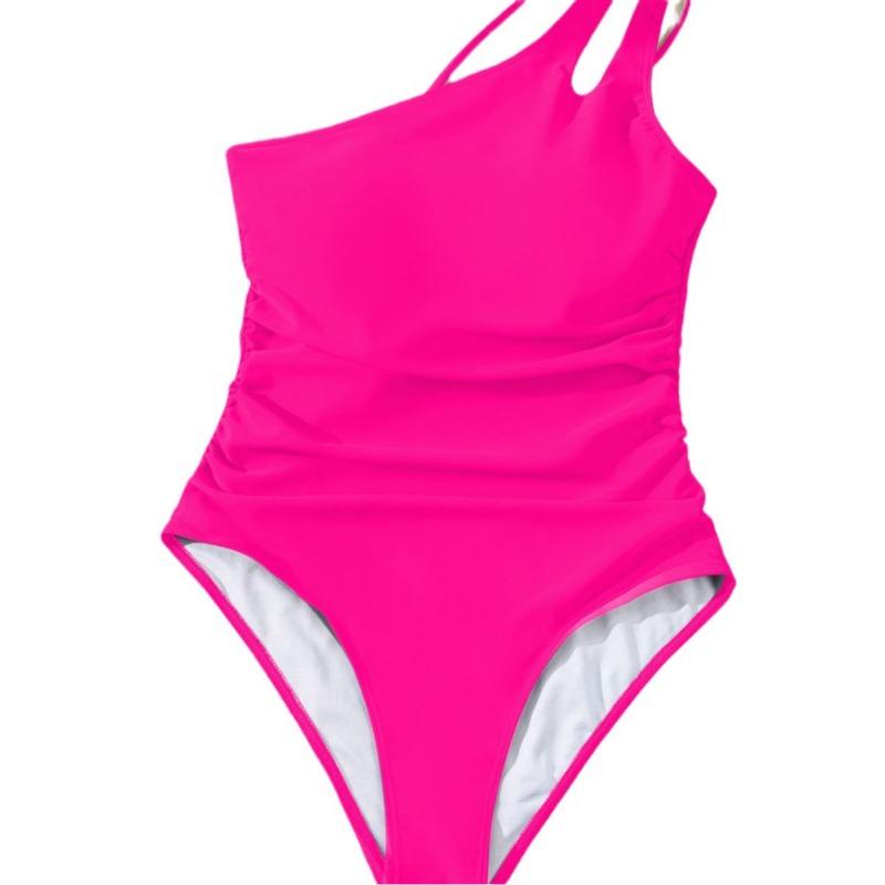 Однотонный купальник бикини с открытой спиной, сексуальный, с высокой талией, на одно плечо, цельный, женский