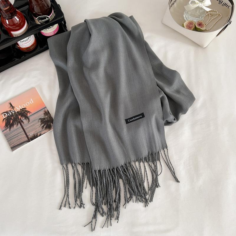 Green Winter New Solid Color Imitation Cashmere Scarf Versatile Gift Men's and Women's Shawl Tide
