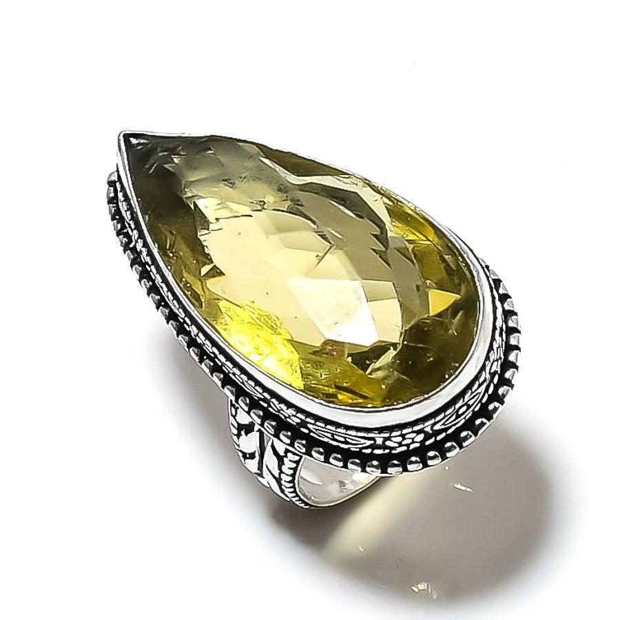 Citrine Gemstone 925 Sterling Silver Gift Jewelry Ring Size 8.5