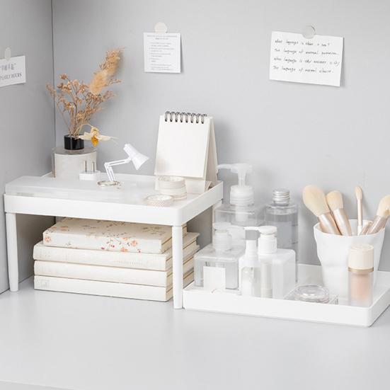 Полка для хранения, многофункциональный двухслойный пластиковый настольный органайзер для косметики и всякой всячины для дома