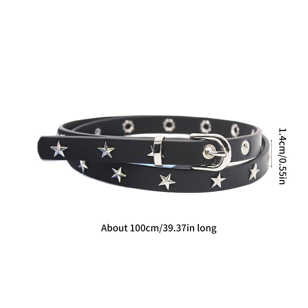 PU Leather Waist Belt with Pin Buckle Harajuku Star Rivet Waist Belt Woman Girls Jeans Dresses Skirt Coat Waistband