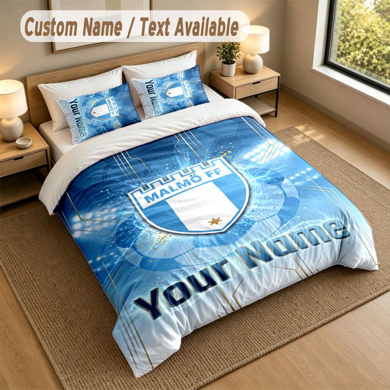 Bedding Set 1 Duvet Cover 2 Pillowcases Malmö FF Print Soft Bed Linen Bedroom Decor