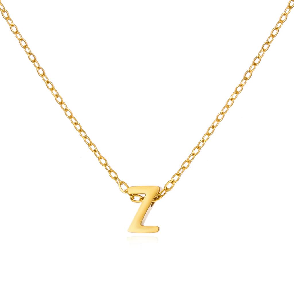 Stainless Steel Initial Necklace Gold Color Cut Letters Single Name Choker Necklace for Women Pendant Jewelry Gift