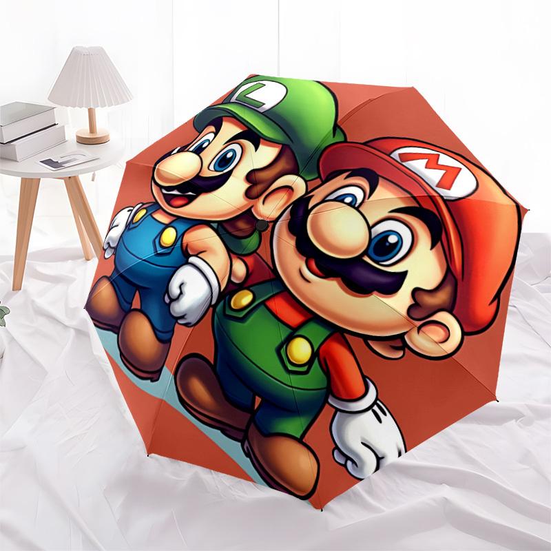 1 шт. Складной портативный зонт-автомат Mario Luigi с 8 ребрами для женщин/мужчин, всесезонный a0901151