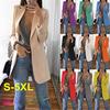 Women's Casual Oversized Long Blazer Cardigan Jacket Coat Autumn Fashion Long Sleeve Cardigan Solid Color Office Ladies Solid Color Blazer Plus Size
