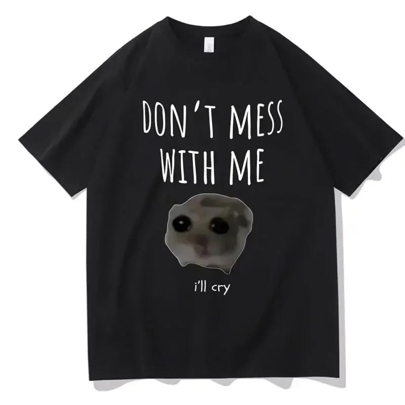 Funny Trendy Cute Kawaii Sad Hamster T Shirt Women Summer Fashion Vintage Tee Shirt Casual T-shirt Streetwear