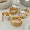 Exaggerated Punk Matte Heavy Metal Chunky Open Bangles for Women Vintage Geometric Spring Bracelets Men Couple Jewelry