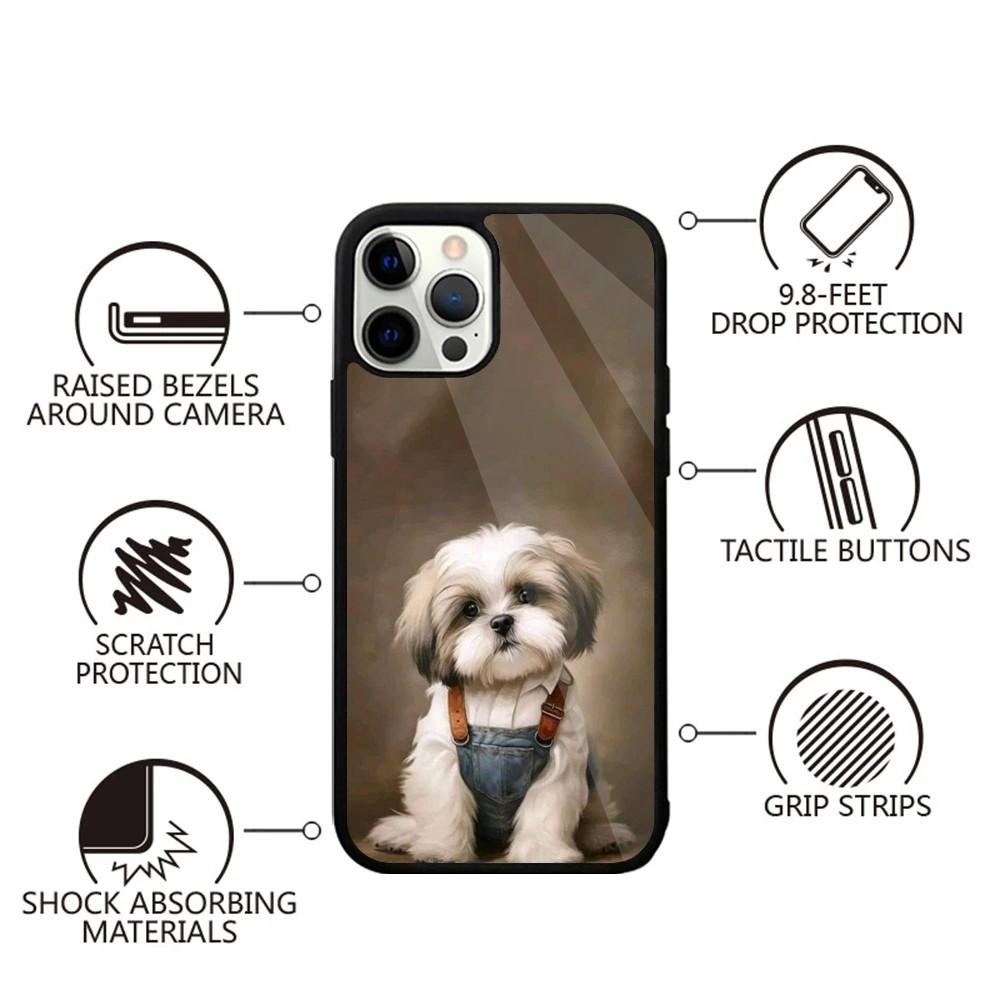 Shih Tzu Painting Cute Animal Phone Case For iPhone 15,14,13,12,11,Plus,Pro,Max Mini Magsafe Magnetic Wireless Charging
