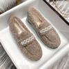 Модные Роскошные Зимние хрустальные цветы хлопковые туфли женские стриженые лоферы кроссовки теплые плюшевые мокасины меховые балетки женские больших размеров 42/43