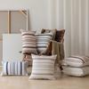 Modern Beige Striped Cotton Pillow Covers-Washable Throw Pillow Cases for Home Decor Hotel Use Sofa Bed Decor
