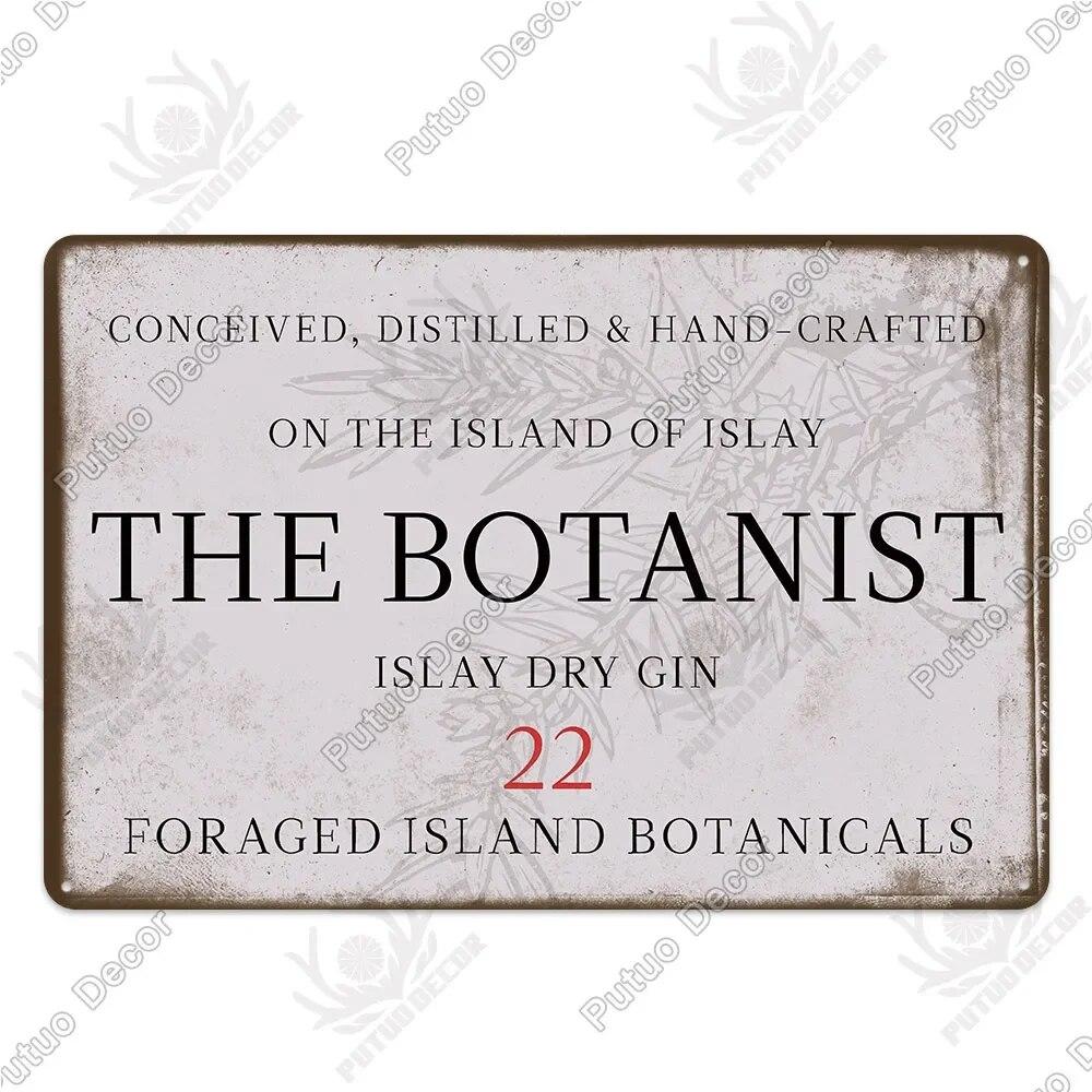 Putuo Decor Classic Gin Vintage Metal Sign Wine Tin Sign Decorative Plaque for Bar Pub Club Decoration Wall Decor Alcohol Sign