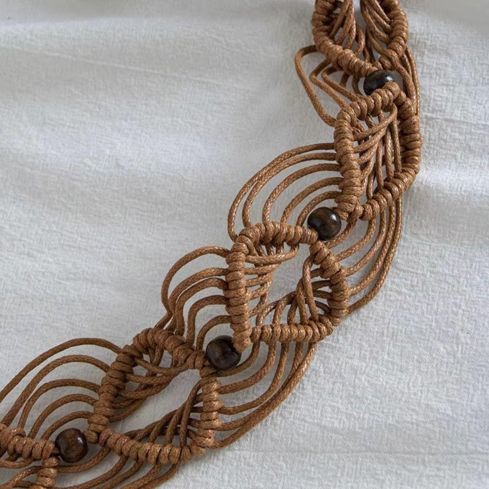 Bohemian Style Female Waist Rope Woven Knot Dress Waistband Casual Ethnic Style Waist Chain  Girls