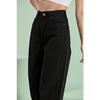 Women's Blue Snow Wash High Waist Five Pocket Wide Leg Loose Palazzo Jean Denim Trousers