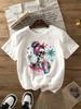 Harajuku Streetwear Unisex Festival T Shirts Stylish Halloween Coconut Tree Skull Portrait Print Crew Neck Short Sleeve Casual