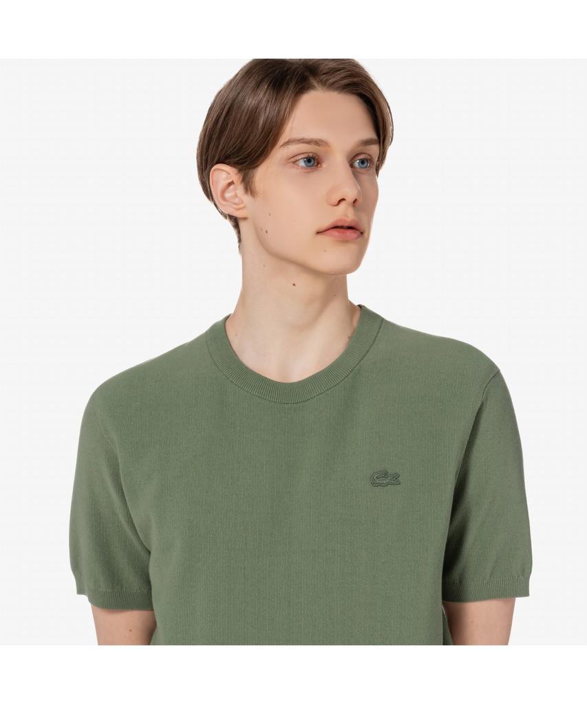 Мужской однотонный джемпер с коротким рукавом и круглым вырезом Lacoste Ah224E-55G Bmy
