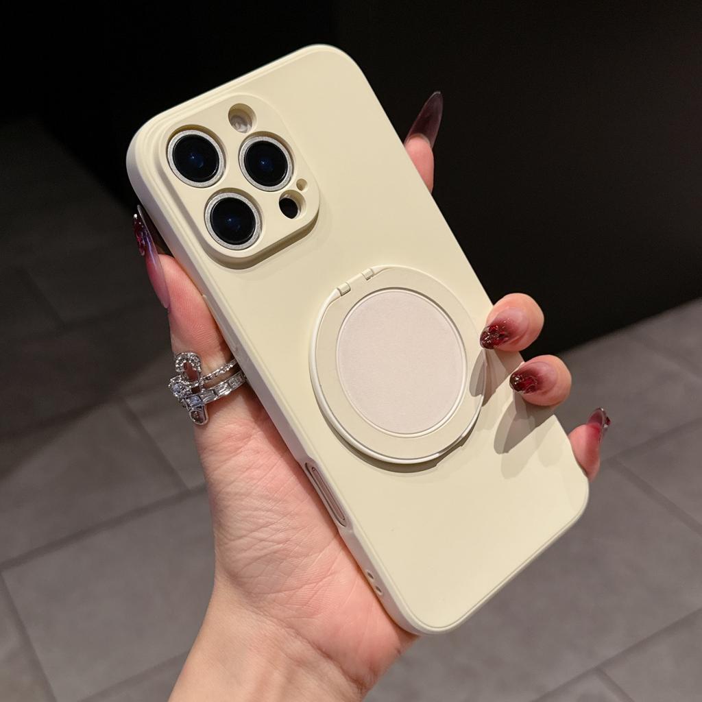 Чехол-подставка с вращением на 360° из жидкого силикона для iPhone 16 E 15 14 Plus 13 12 Mini 11 Pro Max с кольцом, подставкой-ножкой, держателем
