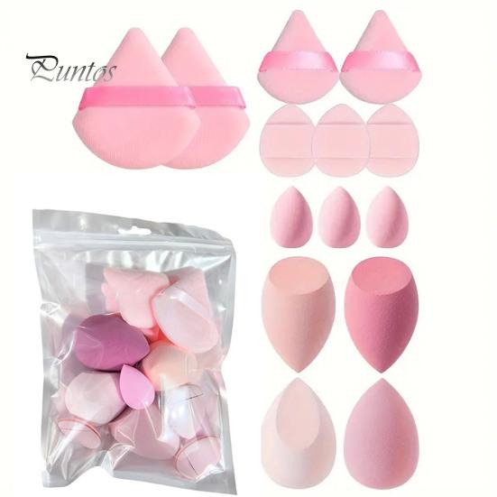 14Pcs/Set Powder Puff Makeup Sponge Kit Latex Free Foundation Blending Liquid Powder Cream Application Beauty Sponge Blender Women Makeup Tools
