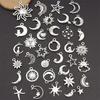 18/48Pcs/Lot  Zinc Alloy Antique Silvery Star Moon Pendant Personality DIY Earrings Pendant for Hand Chain Necklace Mardi Gras Day Ramadan