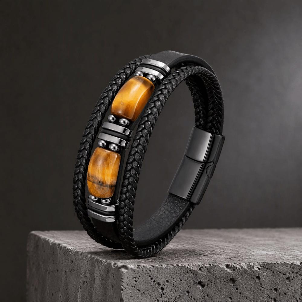Hand-woven Leather Bracelet Magnetic Buckle Men's Bracelet Bulk Order Braided Leather Bracelet Men