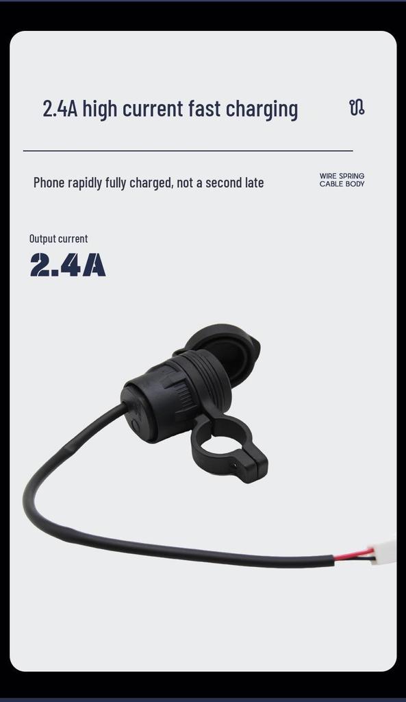 Universal Motorcycle/Scooter USB Charger Handlebar Mount 1.5A, 9.5-30V