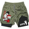 IPPO Аниме Спортивные Шорты Мужские Боксерские Готические Манга 2 в 1 Компрессионные Функциональные Шорты Быстросохнущие Спортивные Короткие Штаны Летние