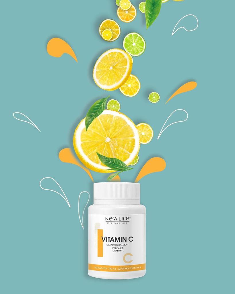 Vitamin C New Life Supplement Dietary 60 Vegetable Capsules