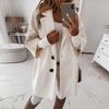 Women Casual Autumn Winter 45720 Sleeve Pockets Buttons Long Coat Loose Jacket