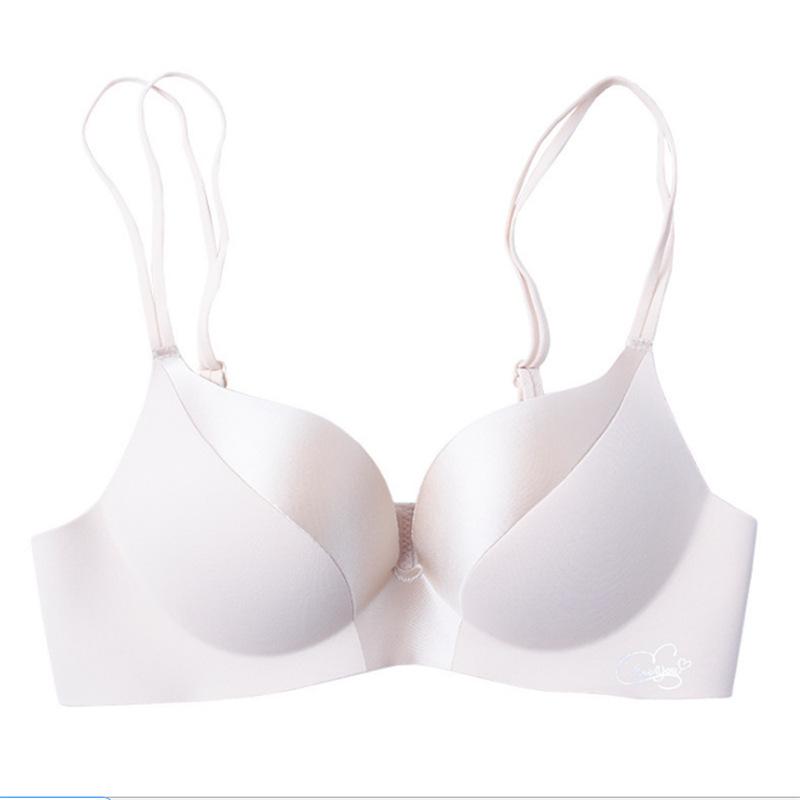 Цельный бесшовный бюстгальтер женский, регулируемое нижнее белье, женское сексуальное без стального кольца, тонкий пуш-ап под толстой чашкой
