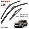 3PCS Wiper Blades For Dacia / Renault Sandero MK2 2012-2015 22" 20" 11" Fit Front Windshield Windscreen Window Brushes Cutter Accessories 2013 2014