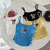 American Spice Girl Bear Embroidery Beautiful Back Halter Vest Female Summer Belt Chest Pad Slim Body Outside Wear Inside with Short Style