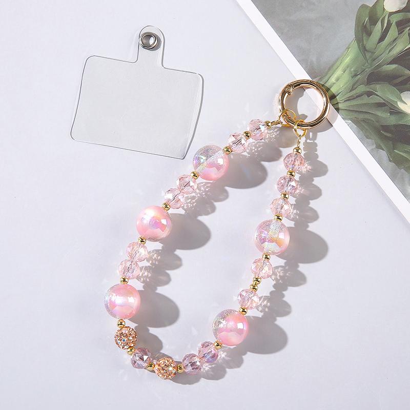 Advanced Mobile Phone Strap Wristband with Rose Flowing Light Colorful Pendant for Girls' Hearts Crystal Bead Hanging