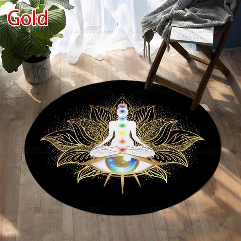 Seven Chakra Large-area Decorative Carpet Round Flower of Life Flannel Carpet Modern Home Living Room Floor Mats Bedroom Rug