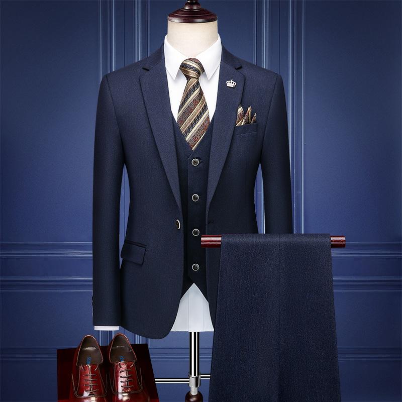 Мужские костюмы Мужской деловой повседневный профессиональный свадебный костюм-тройка