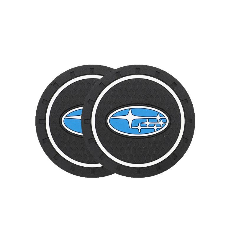 Subaru 2pcs Car Coaster Water Cup Slot Non-Slip Mat Pad Silicone For STI Mpreza Crosstrek WRX Legacy XV Smart Forester Outback Z13