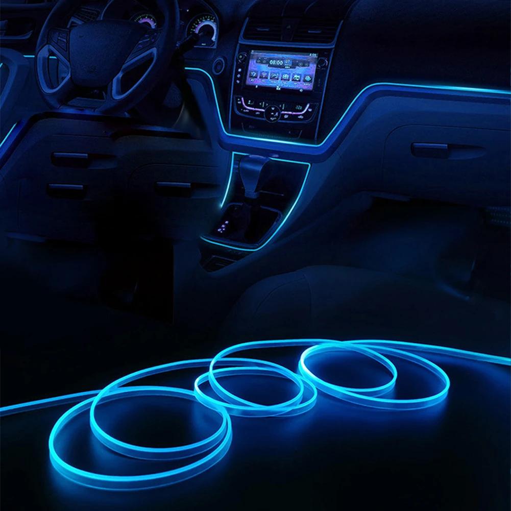 RGB LED Оптоволоконная Автомобильная Светодиодная Лента Окружающего Освещения Многоцветная Декорация Приборной Панели Салонное Освещение Настроения 1/2/3/4/5 Метров Индивидуальная Длина
