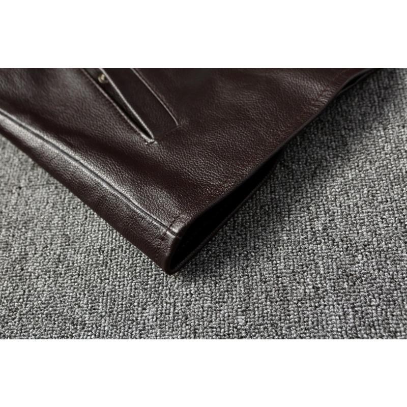 Китайский размер Повседневная коричневая куртка из натуральной кожи для мужчин Пальто из натуральной коровьей кожи весна-осень Jaqueta Masculina Couro