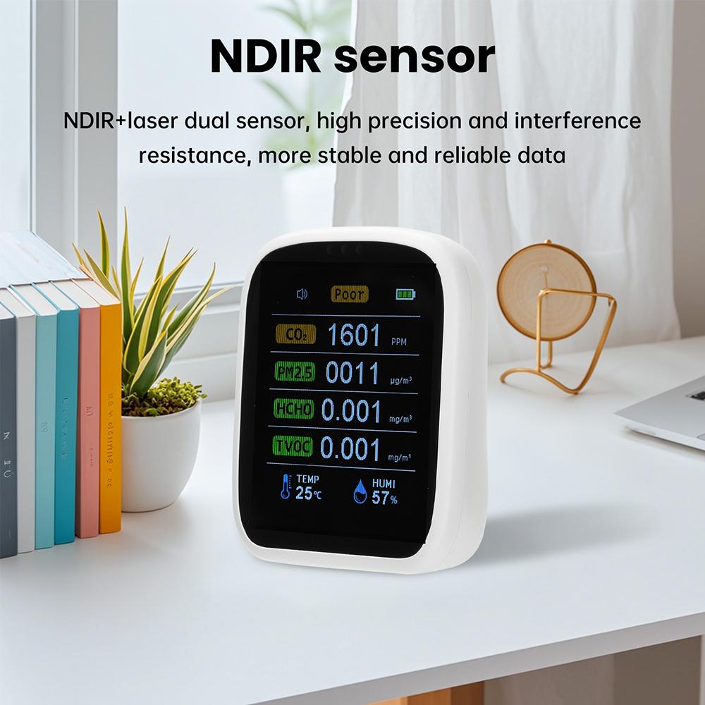 Профессиональный 8-в-1 WIFI Монитор Качества Воздуха CO2 HCHO TVOC PM1.0 PM2.5 PM10 Тестер Температуры Влажности Углекислого Газа Многофункциональный Детектор