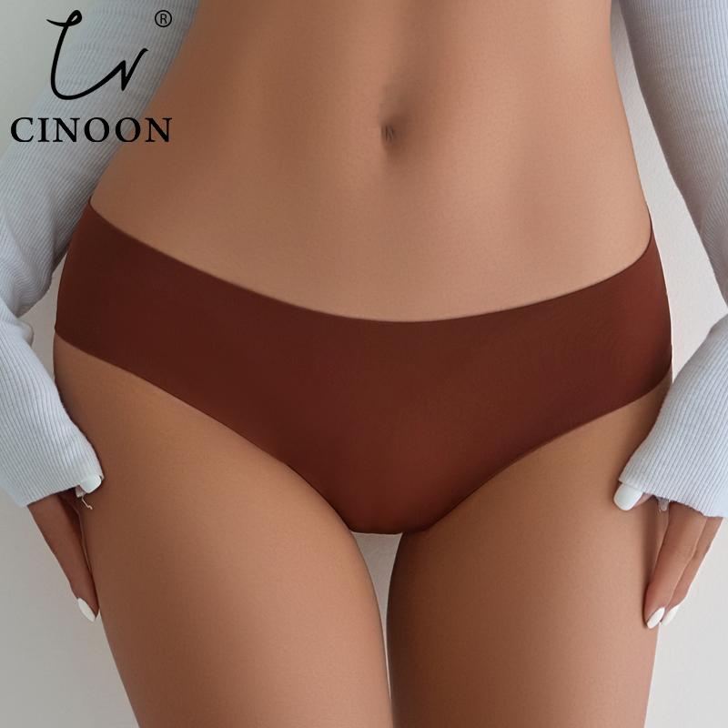 CINOON Women Sexy Ice Silk Panties Low-Rise No Trace Solid Underpant Comfort Breathable Female Intimates Briefs